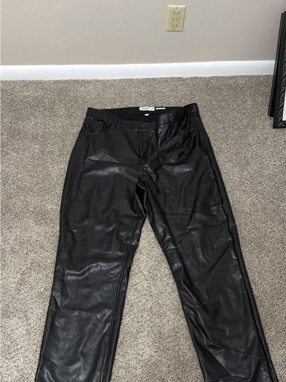 Abercrombie & Fitch Black Faux Leather Kids Jeans